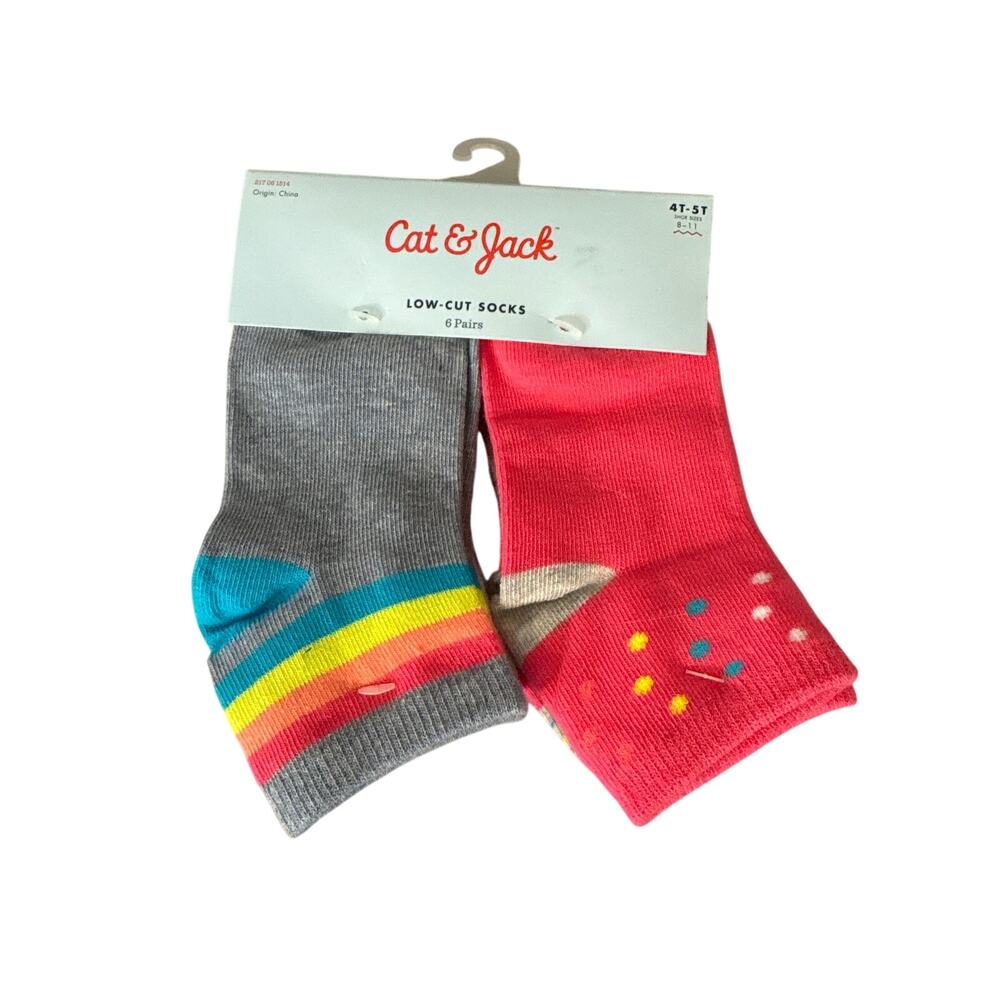Cat & Jack Girls Low-Cut Socks 6 Pairs Multicolor Neutral Size 4T-5T 8-11 New